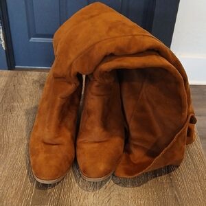Brown Suede Knee-High Boots